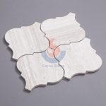 Wooden Grain White Marble Lantern Mosaic Tiles -