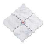 Waterjet Arabesque Design Carrara White Marble Backsplash Mosaic -