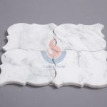 Waterjet Arabesque Design Carrara White Marble Backsplash Mosaic -