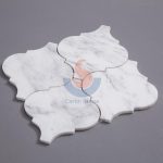 Waterjet Arabesque Design Carrara White Marble Backsplash Mosaic -