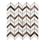 Thassos White Marble Mixed Dark Emperador Chevron Mosaic Bathroom Floor Tile -
