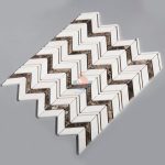 Thassos White Marble Mixed Dark Emperador Chevron Mosaic Bathroom Floor Tile -