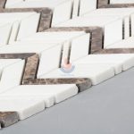 Thassos White Marble Mixed Dark Emperador Chevron Mosaic Bathroom Floor Tile -