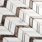 Thassos White Marble Mixed Dark Emperador Chevron Mosaic Bathroom Floor Tile -