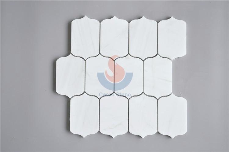 Natural White Marble Polished Lantern Arabesque  Shaped Mosaic Tile