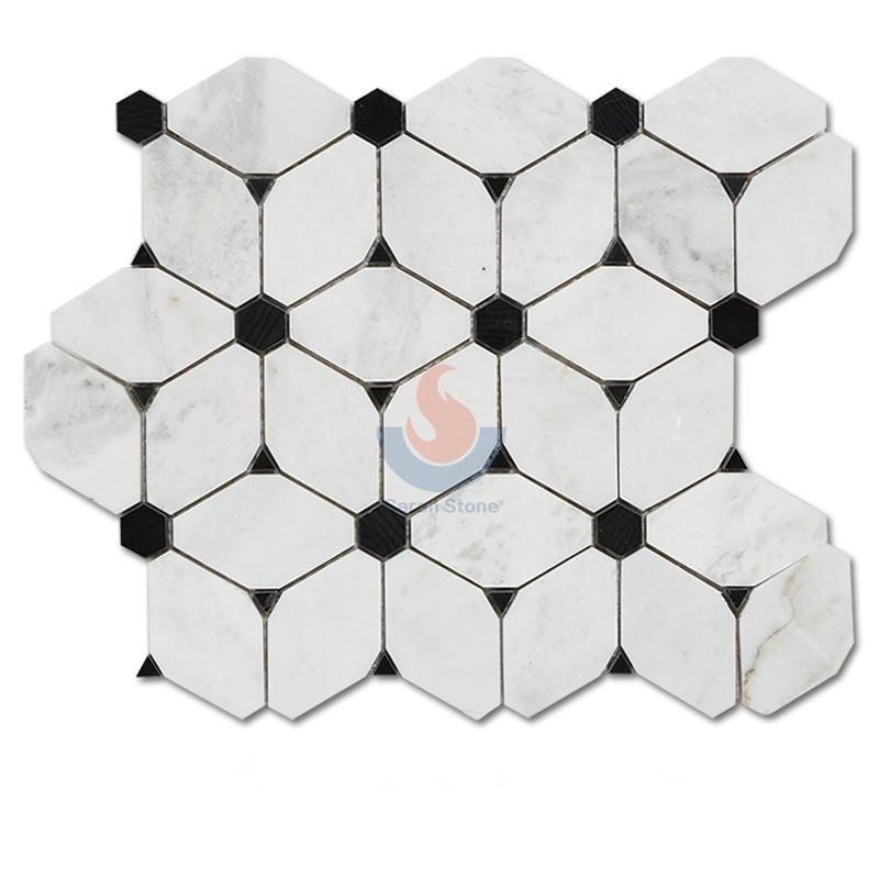 Estern  White Marble Long Octagon Mosaic Tiles