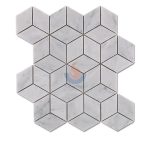 Carrara White Marble Rhombus Hexagon Mosaic Tiles -
