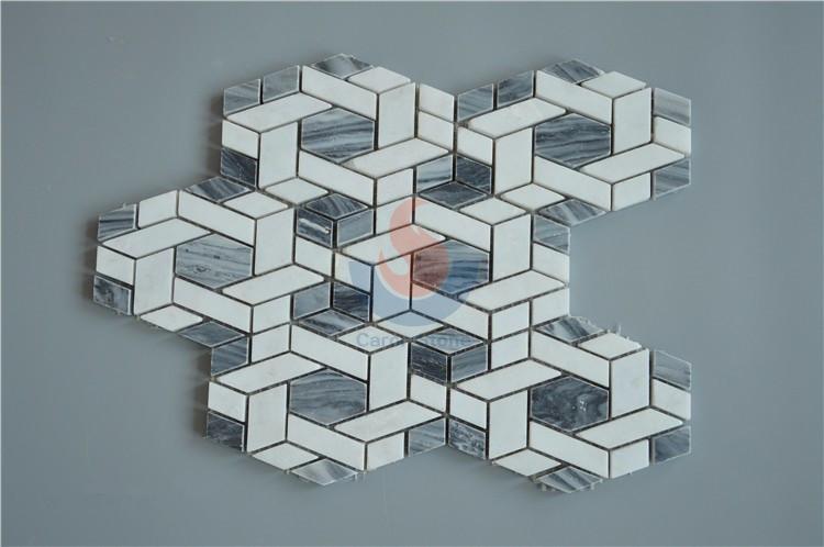 Italy Grey and Carrara White Basketweave marble mosaic