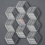 Dolomite White Marble Chevron Flooring Mosaic With Carrara White And Italy Grey Marble -