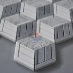 Dolomite White Marble Chevron Flooring Mosaic With Carrara White And Italy Grey Marble -
