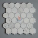 Bianco Carrara White Marble With Oriental White 2 Inch Hexagon Mosaic Tiles -