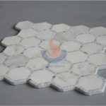 Bianco Carrara White Marble With Oriental White 2 Inch Hexagon Mosaic Tiles -
