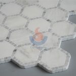 Bianco Carrara White Marble With Oriental White 2 Inch Hexagon Mosaic Tiles -