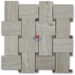 White Oak Silver Cream Basketwave Mosaic Tiles -