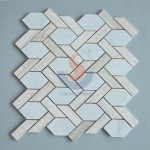 Italy Carrara White And China Wooden Gray Marble Basketwave Kitchen Mosaic Floor Tile -