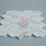 Italy Carrara White And China Wooden Gray Marble Basketwave Kitchen Mosaic Floor Tile -