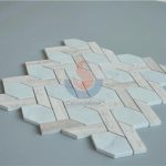 Italy Carrara White And China Wooden Gray Marble Basketwave Kitchen Mosaic Floor Tile -