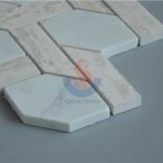 Italy Carrara White And China Wooden Gray Marble Basketwave Kitchen Mosaic Floor Tile -