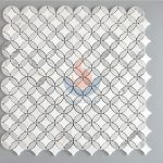 Italy Bianco Carrara White And Thassos White Football Shaped Marble Mosaic Pattern Tile -