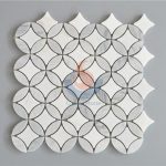 Italy Bianco Carrara White And Thassos White Football Shaped Marble Mosaic Pattern Tile -