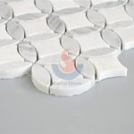 Italy Bianco Carrara White And Thassos White Football Shaped Marble Mosaic Pattern Tile -