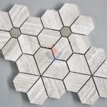 White Oak Silver Cream Sun Flower Mosaic Tiles Pattern For Backsplash -