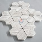 White Oak Silver Cream Sun Flower Mosaic Tiles Pattern For Backsplash -