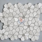 White Oak Silver Cream Sun Flower Mosaic Tiles Pattern For Backsplash -
