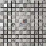 Natural Marble Stone Mix Metal Backsplash Mosaic Tiles -