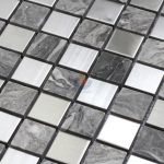 Natural Marble Stone Mix Metal Backsplash Mosaic Tiles -