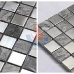 Natural Marble Stone Mix Metal Backsplash Mosaic Tiles -