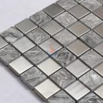 Natural Marble Stone Mix Metal Backsplash Mosaic Tiles -