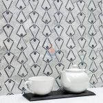 New Design Water Jet Carrara White Natural Marble Floor Mosaic Tile -