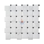 Bianco Carrara White 3D Design Basketweave Mosaic Tiles With Black Marquina Dot -