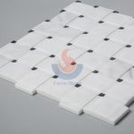 Bianco Carrara White 3D Design Basketweave Mosaic Tiles With Black Marquina Dot -