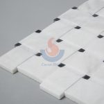 Bianco Carrara White 3D Design Basketweave Mosaic Tiles With Black Marquina Dot -