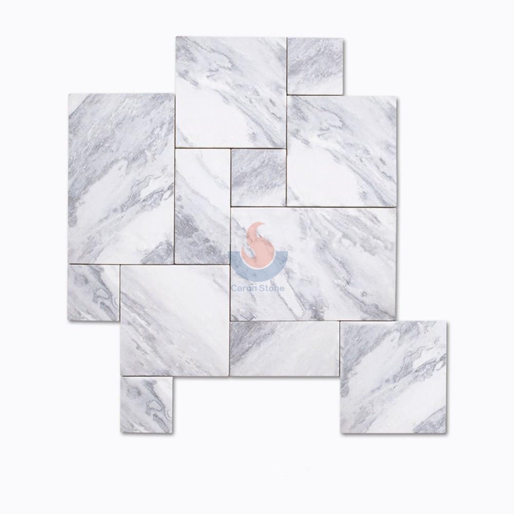 White Marble French Pattern Sandblasted Surface Mosaic Tiles