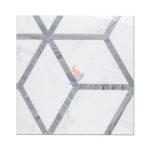Statuary White Marble Waterjet Mosaic Bathroom Floor Tiles -