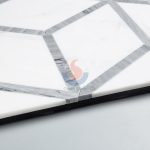 Statuary White Marble Waterjet Mosaic Bathroom Floor Tiles -