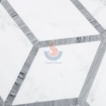Statuary White Marble Waterjet Mosaic Bathroom Floor Tiles -