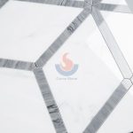Statuary White Marble Waterjet Mosaic Bathroom Floor Tiles -