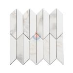 Thassos White Mixed Calacatta Gold Marble Trapezoid Mosaic For Kitchen Wall Tiles -
