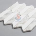 Thassos White Mixed Calacatta Gold Marble Trapezoid Mosaic For Kitchen Wall Tiles -