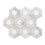 Carrara White Mixed Thassos White Marble Hexagon Mosaic Tiles -
