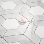 Carrara White Mixed Thassos White Marble Hexagon Mosaic Tiles -