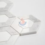 Carrara White Mixed Thassos White Marble Hexagon Mosaic Tiles -