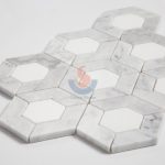 Carrara White Mixed Thassos White Marble Hexagon Mosaic Tiles -
