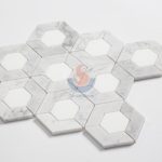 Carrara White Mixed Thassos White Marble Hexagon Mosaic Tiles -