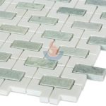 White And Green Marble Water Jet Bathroom Tile Design -
