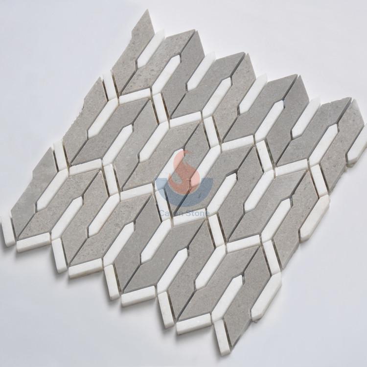 Irregular Cinderella and crystal white kitchen backsplash marble mosaic tiles
